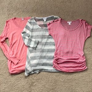 3 Medium Pregnancy Sweaters - Motherhood (Striped) & Old Navy Maternity (Solid)
